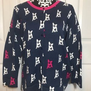 Le Tigre “French Bulldog” Navy/Pink Cardigan